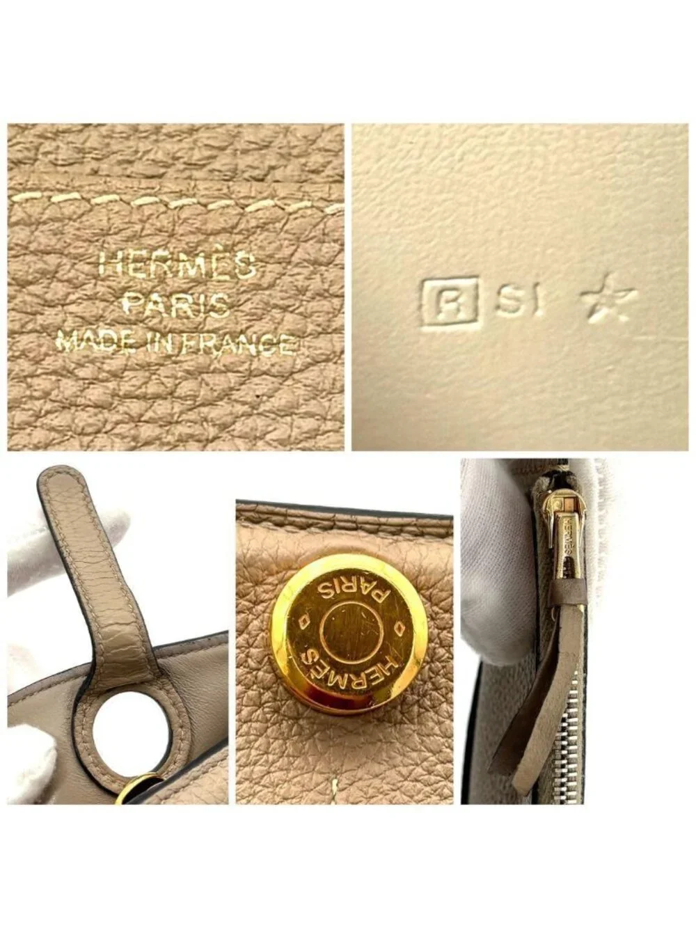 Hermes Dogon GM Taurillon Clemence Beige Gold Wallet